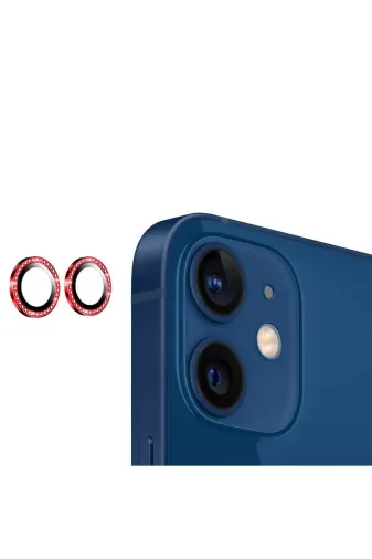 Techaks TCHS-CL-06-iPhone 12 Mini Iphone 12 Mini Uyumlu Zore Cl-06 Kamera Koruyucu-Kırmızı