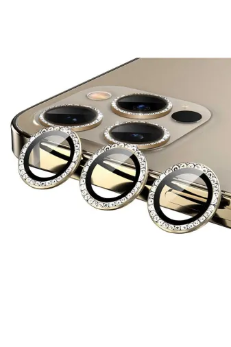 Techaks TCHS-CL-06-iPhone 12 Pro Iphone 12 Pro Uyumlu Zore Cl-06 Kamera Koruyucu-Gold