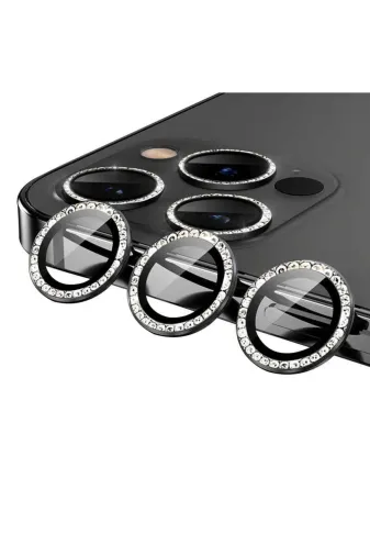 Techaks TCHS-CL-06-iPhone 12 Pro Max Iphone 12 Pro Max Uyumlu Zore Cl-06 Kamera Koruyucu-Siyah