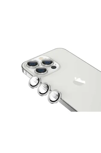 Techaks TCHS-CL-06-iPhone 13 Pro Max Iphone 13 Pro Max Uyumlu Zore Cl-06 Kamera Koruyucu-Gümüş
