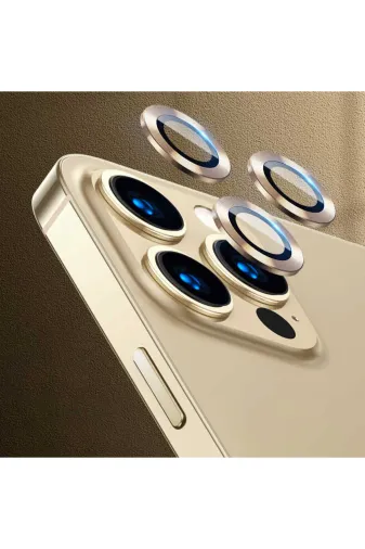 Techaks TCHS-CL-07-iPhone 13 Pro Iphone 13 Pro Uyumlu Zore Cl-07 Kamera Koruyucu-Gold
