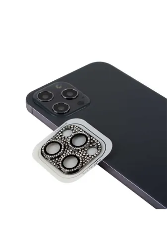 Techaks TCHS-CL-08-iPhone 11 Pro Max Iphone 11 Pro Max Uyumlu Zore Cl-08 Kamera Koruyucu-Siyah