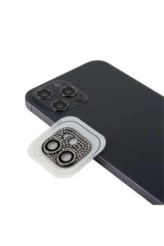 Techaks TCHS-CL-08-iPhone 12 Iphone 12 Uyumlu Zore Cl-08 Kamera Koruyucu-Siyah
