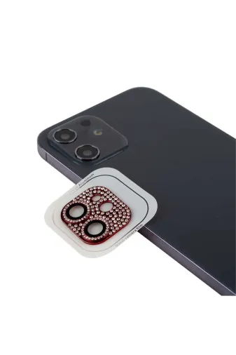 Techaks TCHS-CL-08-iPhone 12 Mini Iphone 12 Mini Uyumlu Zore Cl-08 Kamera Koruyucu-Kırmızı