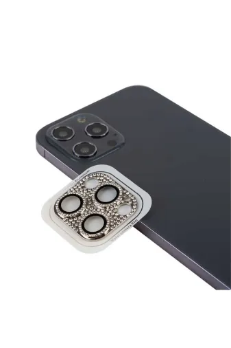 Techaks TCHS-CL-08-iPhone 12 Pro Max Iphone 12 Pro Max Uyumlu Zore Cl-08 Kamera Koruyucu-Gümüş