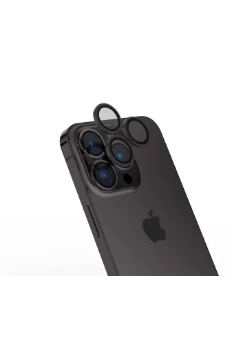 Techaks TCHS-CL-15 TİTANİUM-iPhone 15 Pro Iphone 15 Pro Uyumlu Zore Cl-15 Parmak İzi Bırakmayan Anti-Refcloive Kamera Koruyucu-Siya