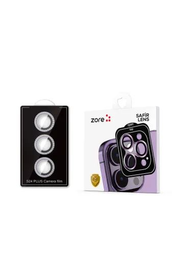 Techaks TCHS30967 Galaxy S24 Plus Zore Diamond Kamera Lens Koruyucu Cam Filmi-Mor