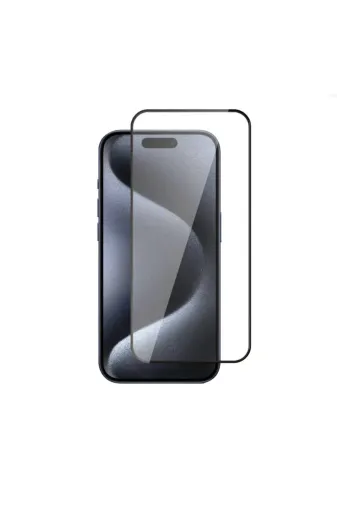 Techaks TCHS31055 Iphone 15 Pro 3D Uyumlu Rika Thtterli Cam Ekran Koruyucu-Siyah