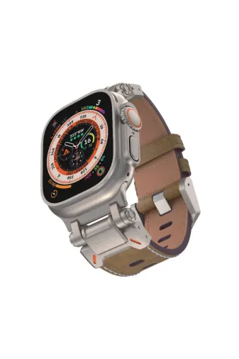Techaks TCHS31827 Watch Ultra 49Mm Clo Krd-114 Metal Başlıklı Suni Deri Kordon-Taba