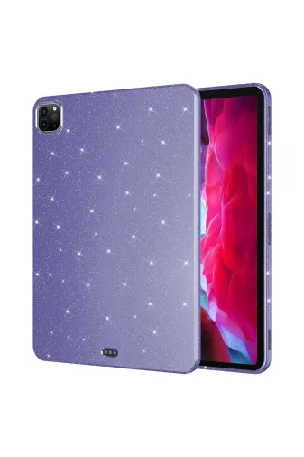 Techaks TCHS32050 Ipad Pro 11 2018 Simli Parlak Görünümlü Uyumlu Zore Tablet Koton Kılıf-Derin Mor