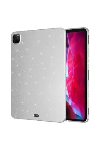 Techaks TCHS32051 Ipad Pro 11 2022 M2 Simli Parlak Görünümlü Uyumlu Zore Tablet Koton Kılıf-Gümüş