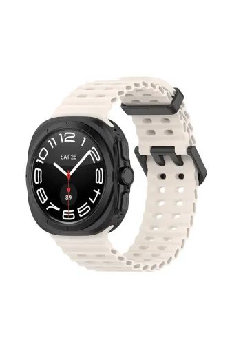 Techaks TCHS32996 Galaxy Watch Ultra 47Mm Zore Krd-118 Tırtıklı Tasarım Silikon Kordon-Starlight