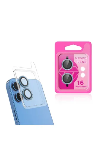 Techaks TCHS33354 Apple Iphone 16 Plus Zore Cl-06 Kamera Lens Koruyucu-Mavi Açık
