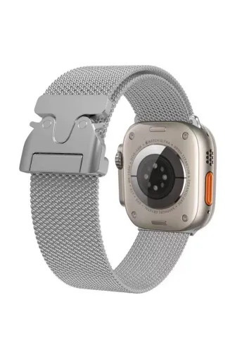 Techaks TCHS33968 Apple Watch 10 42Mm Zore Krd-25 Metal Hasır Kordon-Gümüş