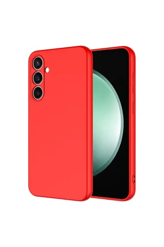 Techaks TCHS34819 Galaxy S25 Uyumlu Kılıf Kamera Korumalı İçi Kadife Lansman Yumuşak Dokulu Kapak Mara-Kırmızı