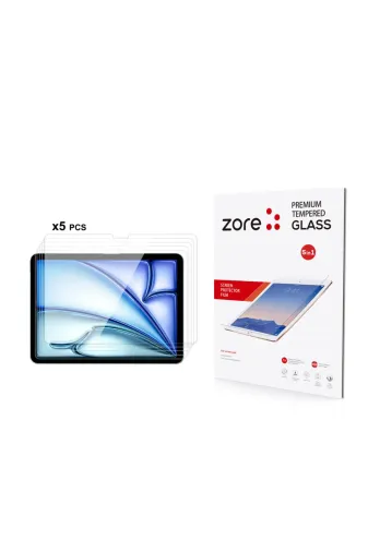Techaks TCHS34956 Ipad Air 11 2024 Uyumlu Zore 5In1 Tablet Temperli Cam Ekran Koruyucu-Şeffaf