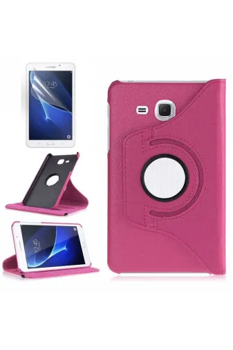 Techaks TCHS4911 Galaxy Tab 4 T280  Uyumlu Zore Dönebilen Standlı Kılıf-Pembe Koyu