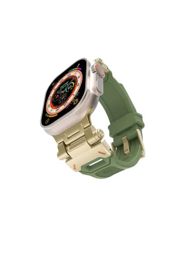 Techaks TYC1A70D494BE50D245CBD009 Watch Uyumlu  42Mm Clo Krd-108 Metal Başlıklı Silikon Kordon-Starlight-Yeşil