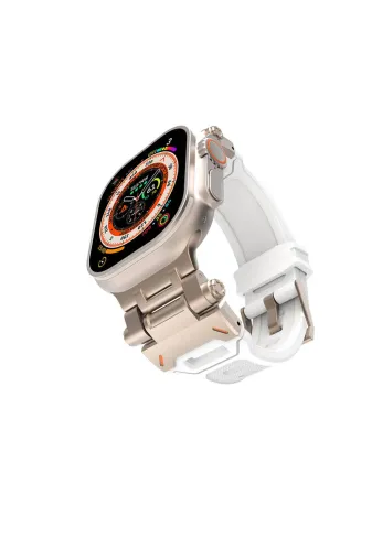 Techaks TYCC26AC434711E372DE2D009 Watch 42Mm Clo- Krd-108 Uyumlu Metal Başlıklı Silikon Kordon-Starlight White