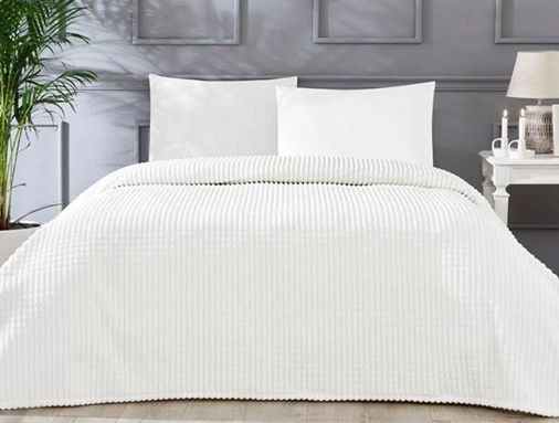 Tek Kişilik Battaniye Seti 150x220 Piramit Kemik