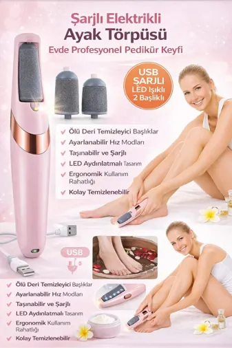 TeknoClass TYCA944249BF8DCD62D95E610 Şarjlı Ayak Törpüsü Pedikür Ve Ayak Bakım Aleti Ayak Tabanı Bakım Törpüsü Topuk Nasır Temizleme