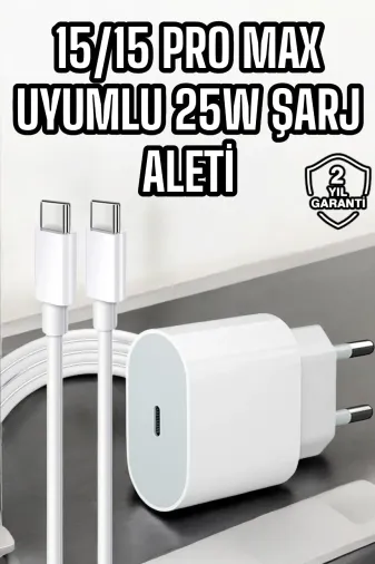 teknodayım UCZ25WİPHONEŞARJ3 İos Uyumlu Type-C Girişli Hızlı Şarj 15/15 Pro Max Adaptör Ve Kablosu