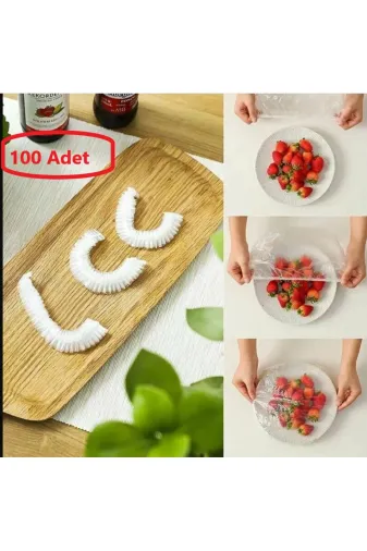 teknotrust 8682858613216CM43 Beyaz 100Lü Gıda Koruma Ve Saklama Bonesi Tencere Tabak Kase Bone Plastik 101-500