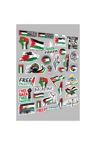 Tenda P113251S8940 Filistin Temalı Etiket Seti - Free Palestine - Özgür Filistin - 32 Adet