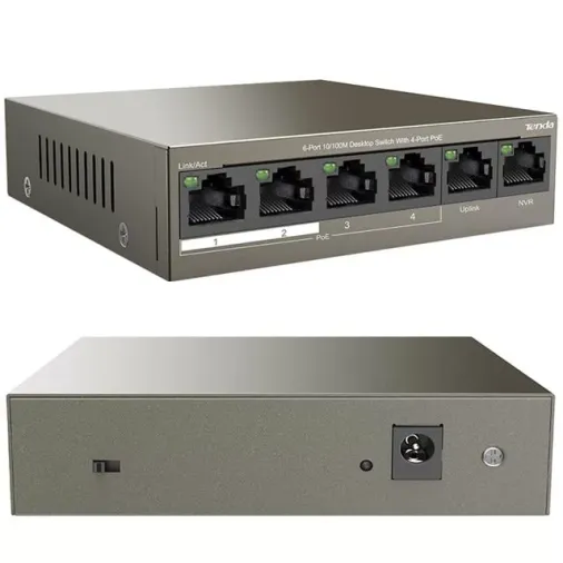 Tenda Tef1106p 2 X Uplink + 4 Port Poe Ethernet Switch 63 Watt