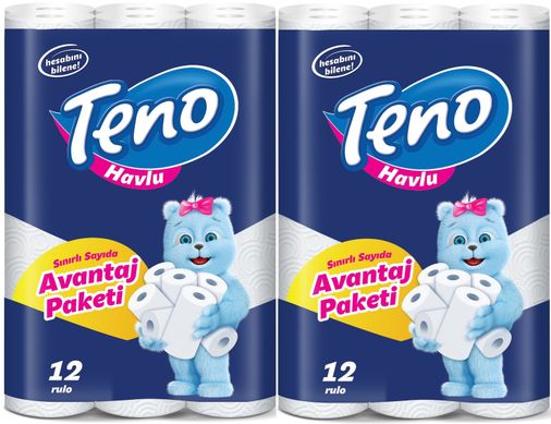 Teno Ultra Kağıt Havlu Çift Katlı 24 Lü Paket (2PK*12) (Avantaj Pk Serisi)