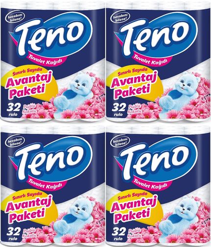 Teno Ultra Tuvalet Kağıdı Çift Katlı 128 Li Paket Pudra Kokulu (Avantaj Pk Serisi) (4PK*32)