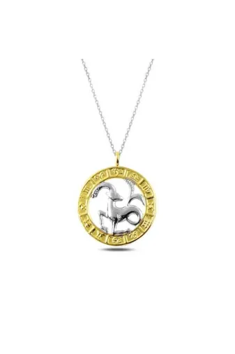 Tienda Elegante T4931TND Gümüş Gold Oğlak Burcu Kolye