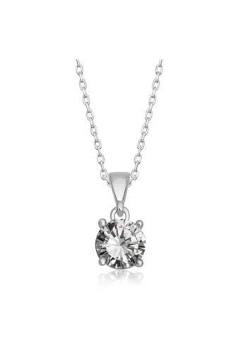 Tienda Elegante T6914TND Gümüş Yuvarlak Zirkon Taşlı Kadın Kolye
