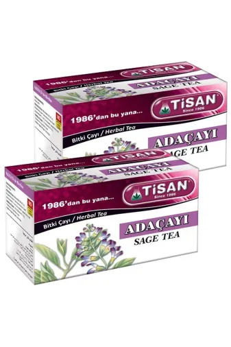 Tisan 40 Poşet Ada Çayı 2 Kutu Adaçayı Bitki Çayı Sallama Ada Çayı 20 Süzen Poşet X 2 Çay