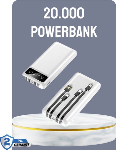 TKNXUCZ20MAHPOWERBANK-1MKR Hızlı Şarj Destekli 20.000Mah Powerbank Usb Type-C Lightning Lcd Diğer