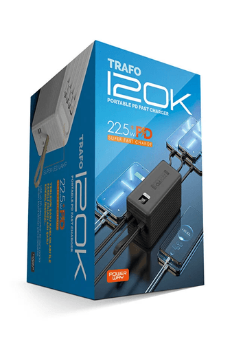 TRAFO120(SİYAH) Powerway 120.000 Mah Pd 22.5W Hızlı Şarj Dahili Kablolu Kamp Taşınabilir Güç Kaynağı Siyah Trafo Powerbank
