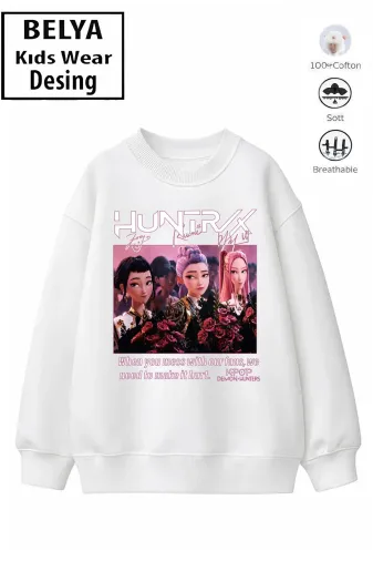 Trend Çocuk Kız Model Tam Kalıp Oversize Hun Tasarım 2 İplik Pamuğa Pamuk Kumaş Sweatshirt 68