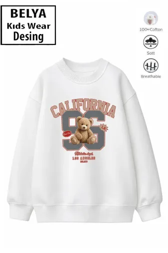 Trend Çocuk Unisex Model Tam Kalıp Oversize 96Tasarım 2 İplik Pamuğa Pamuk Kumaş Sweatshirt 4