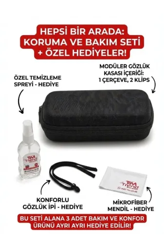 TrendMilano KLFKLPS 3 Bölmeli Koruyucu Gözlük Ve Klips Saklama Kutusu Sert Kapak Seyahat Kılıfı