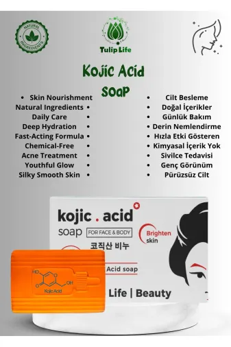 tulip life soap1 Skin Brightening Kojic Acid Soap ( Kojik Asit Sabunu ) 120 G