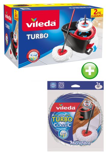 Turbo Pedallı Temizlik Seti (Komple Set) + Turbo Yedek Mop Paspas Ucu