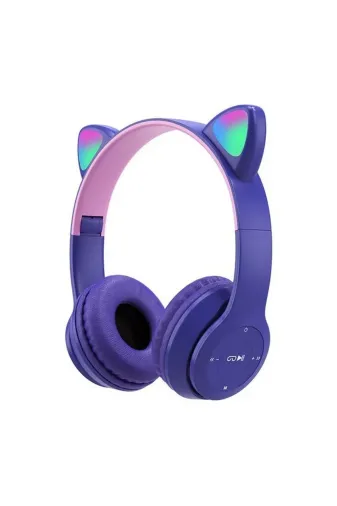 Turgut Ticaret TT_SW88_SZB_KediKulaklıBTKulaklık Tt Sw88 Ledli Rgb Kedi Kulağı Aydınlatmalı Bluetooth Mikrofonlu Katlanabilir Kulaklık Tf Kart/ Aux