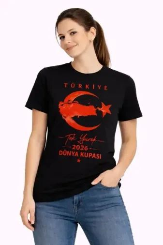 TÜRKİYE Ay Yıldız 2026 Dünya Kupasi Taraftar Forma T-Shirt - Siyah - 2XL - Siyah