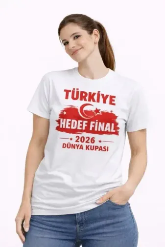 TÜRKİYE Baskılı Tişört Ay Yıldız 2026 Dünya Kupası Taraftar Forma T-Shirt - Beyaz - M - Beyaz