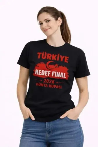 TÜRKİYE Baskılı Tişört Ay Yıldız 2026 Dünya Kupası Taraftar Forma T-Shirt - Siyah - 2XL - Siyah