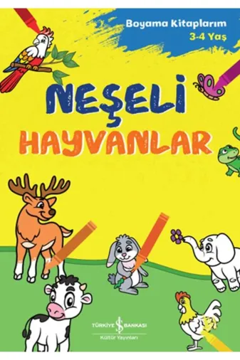 TÜRKİYE İŞ BANKASI KÜLTÜR YAYINLARI 9786254290916120-1 Neşeli Hayvanlar - Boyama Kitaplarım 3-4 Yaş