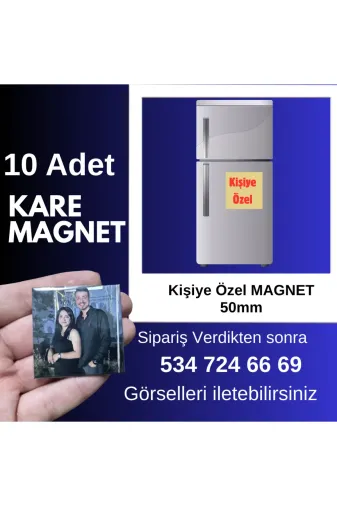 Tu&Se Candles Kare Magnet 10Ader Kare Magnet – 10’Lu Paket – Kişiye Özel Fotoğraf Baskılı–