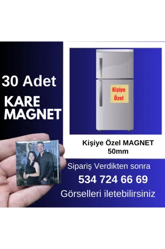 Tu&Se Candles Kare Magnet 30 Adet Kare Magnet –30Lu Paket – Kişiye Özel Fotoğraf Baskılı–
