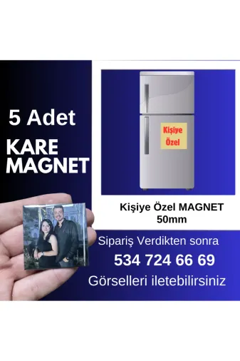 Tu&Se Candles Kare Magnet 5 Adet Kare Magnet – 5Li Paket – Kişiye Özel Fotoğraf Baskılı–