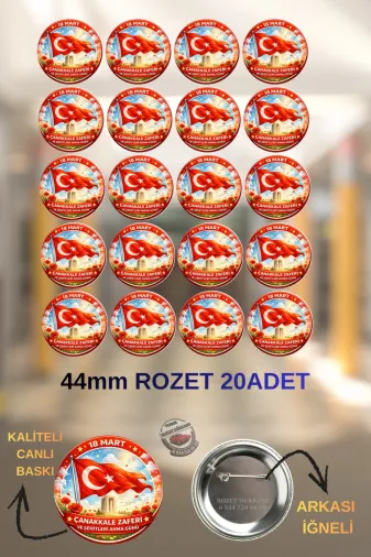 tuse rozet dükkanı 18 Mart Çanakkale Zaferi Rozeti 20 Adet – Anma Günü Rozeti